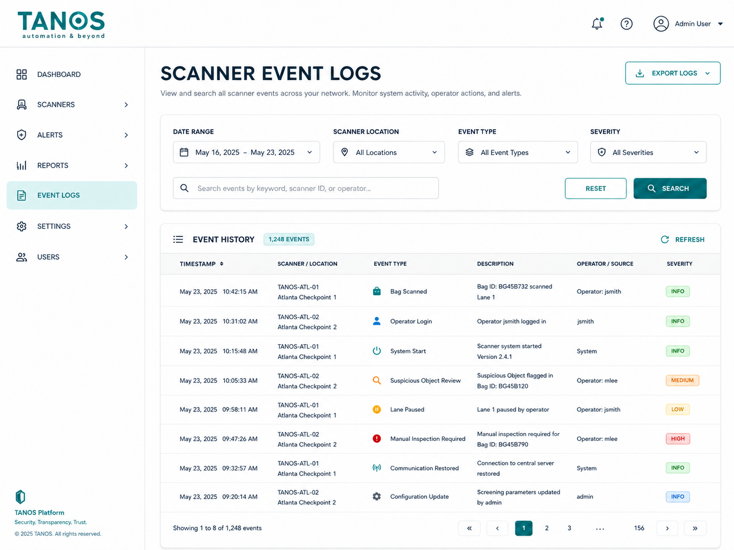 Scanner Event Logs